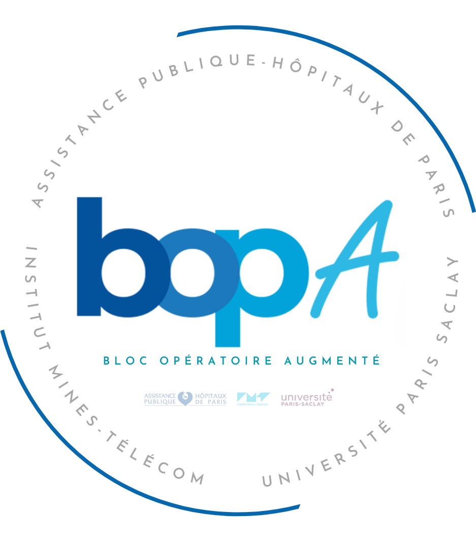 Logo de la Chaire BOPA — Bloc Opératoire Augmenté : AP-HP, Institut Mines-Télécom, Université Paris-Saclay
